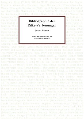 Bibliographie der Rilke-Vertonungen - Internationale Rilke ...