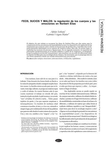 la regulaciÃ³n de los cuerpos y las emociones en Norbert ElÃ­as