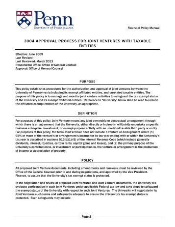 3004 approval process for joint ventures with taxable entities