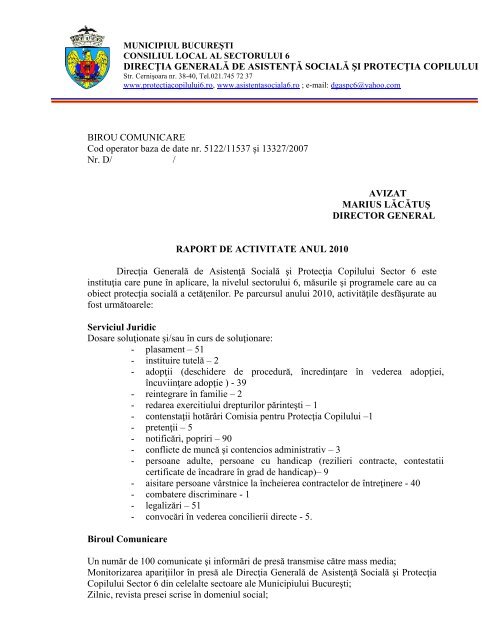 Direca Ia GeneralaÆ' De Asistena AÆ' SocialaÆ' AÃ¿i Proteca Ia Copilului Sector 6