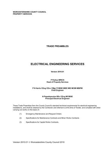 Trade Preambles - Electrical Engineering Services - Worcestershire ...