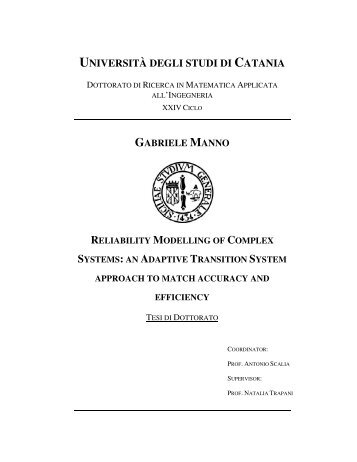 Reliability modelling of complex systems