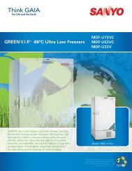 GREEN V.I.P.® -86°C Ultra Low Freezers - Sanyo