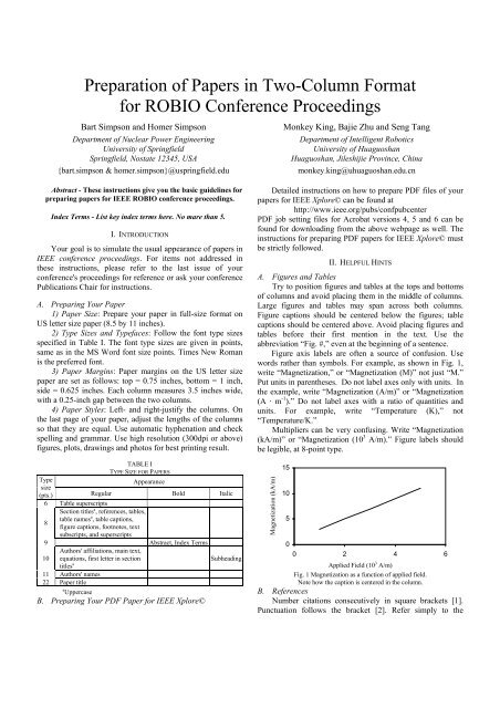 Preparation Of Papers In Two-Column Format For Robio Conference ...