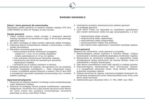 Warunki gwarancji i instrukcja obsÅugi instalacji LPG ... - Opel Dixi-Car