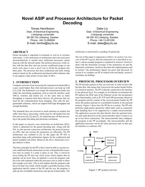 Novel ASIP and Processor Architecture for Packet Decoding