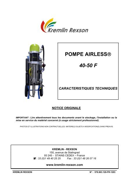 POMPE AIRLESS® 40-50 F - Kremlin Rexson