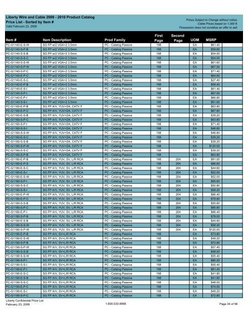 MSRP Price List