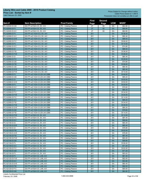 MSRP Price List