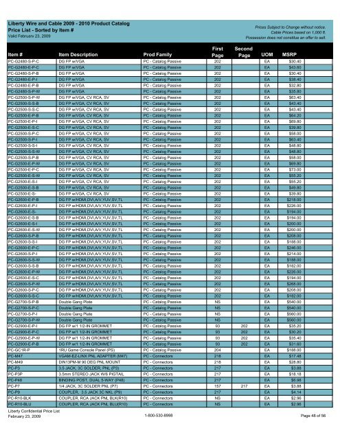 MSRP Price List