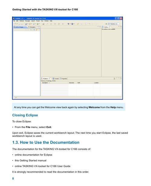 Getting Started with the TASKING VX-toolset for C166