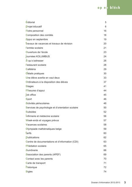 Dossier d'information 2012-2013 - Ecole PrivÃ©e Fieldgen