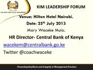 KIM MANAGERS' CONFERENCE - The Kenya Institute of Management