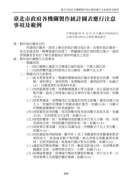 臺北市政府各機關製作統計圖表應行注意事項及範例