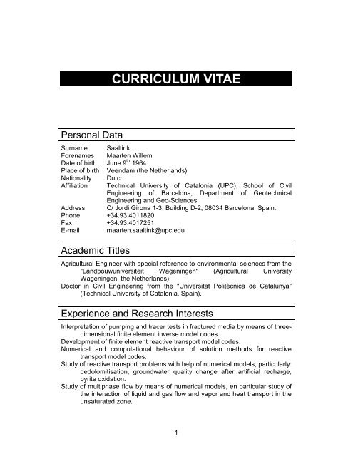 CURRICULUM VITAE - UPC