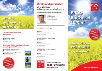 PRÄG BioDiesel Garant Unsere beste RME Qualität - Präg Energie