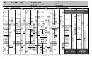 Shawnessy YMCA GYM SCHEDULE - YMCA Calgary