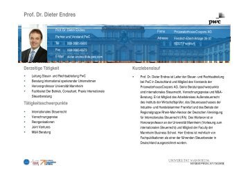 StB Prof. Dr. Dieter Endres - Spengel - Universität Mannheim