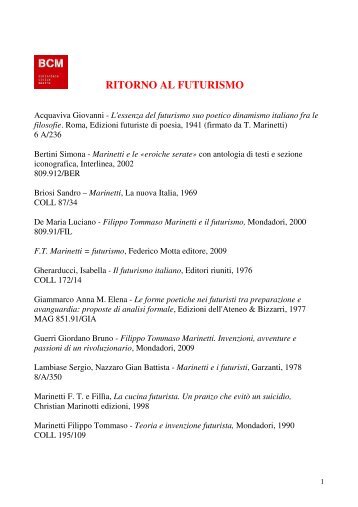 Bibliografia Futurismo (File PDF 42 KB) 2009 - SBU