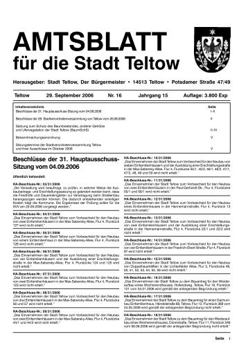 Sitzung vom 04.09.2006 - der Stadt Teltow