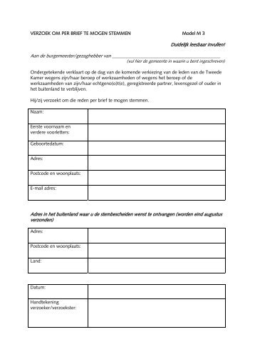 Verzoek om per brief te mogen stemmen - Gemeente Schijndel