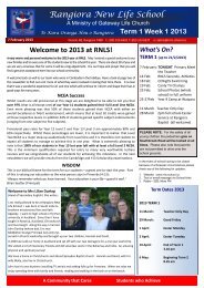 2013 Term 1 Week 1 (7 Feb) - Rangiora New Life School, Rangiora ...