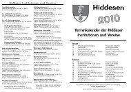 Terminkalender der Hiddeser Institutionen und Vereine