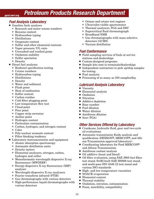 Automotive Engineering Capabilities - Southwest Research Institute