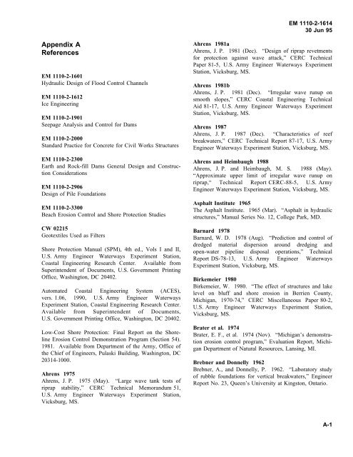 Appendix A References - Publications, US Army Corps of Engineers