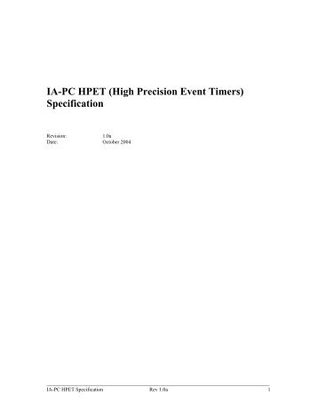 IA-PC HPET (High Precision Event Timers) Specification 1.0a - Intel