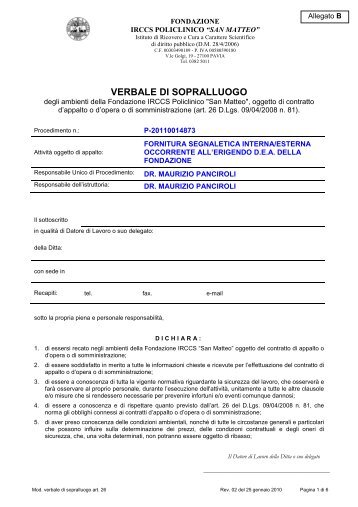 VERBALE DI SOPRALLUOGO - fareonline.it
