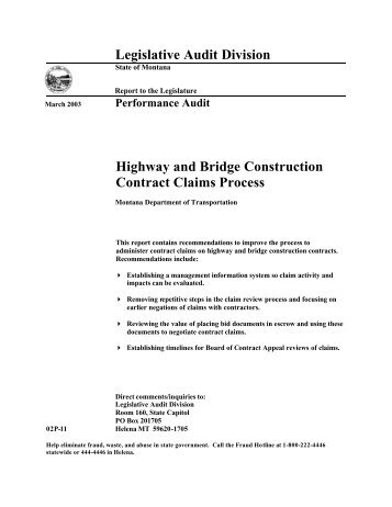 Highway and Bridge Construction Contract Claims Process