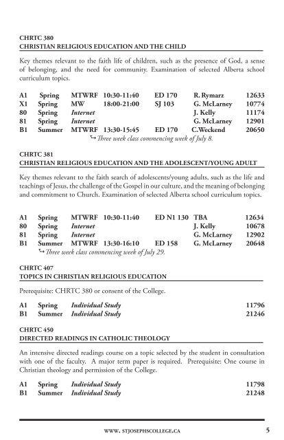 FaLL/Winter 2013/2014 - St. Joseph's College - University of Alberta