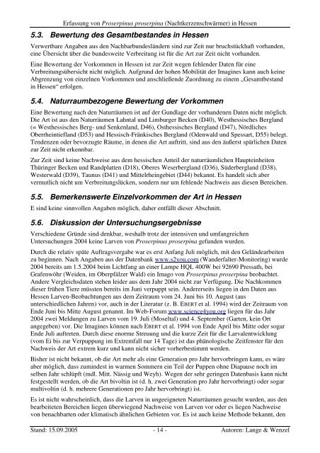 Erfassung von Proserpinus proserpina (Nachtkerzenschwärmer)