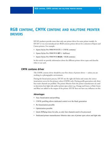 RGB contone, CMYK contone and halftone printer drivers - Tavija