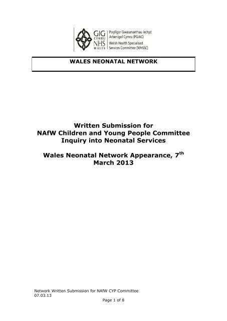 CYP(4)-08-13 Paper 2 - Wales Neonatal Network - Senedd ...