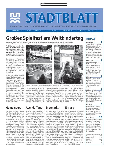 Stadtblatt Nummer 38 vom 16. September 2009 - Stadt Heidelberg