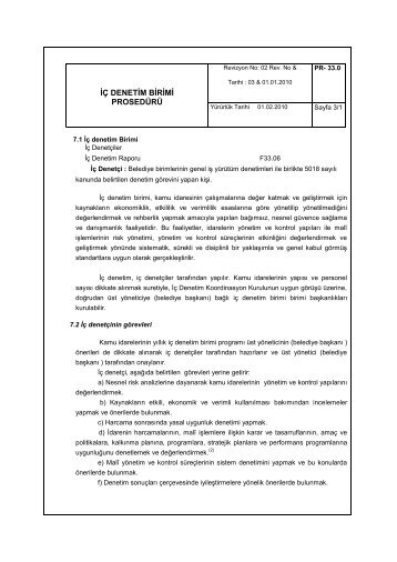 İç Denetim Birimi Çalışma Prosedürü