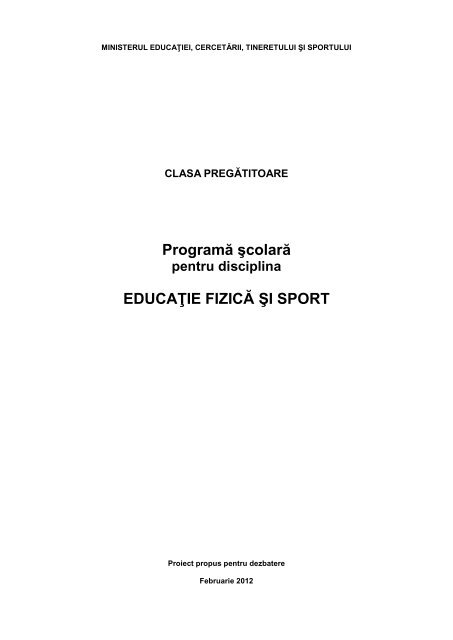 Programă Scolară Educaţie Fizică Si Sport Clasa Pregatitoare