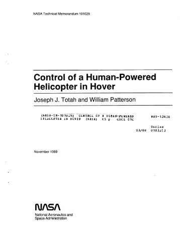 NASA TM 101029 - Human Powered Helicopters