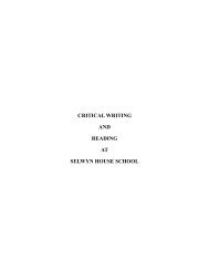 Senior English Critical Writing Handbook - Selwyn House School