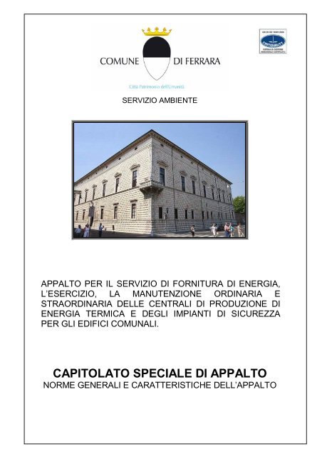 CAPITOLATO SPECIALE DI APPALTO - Comune di Ferrara