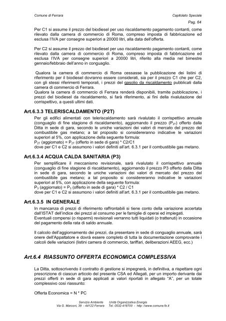 CAPITOLATO SPECIALE DI APPALTO - Comune di Ferrara