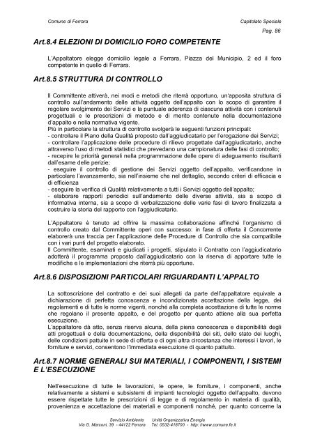 CAPITOLATO SPECIALE DI APPALTO - Comune di Ferrara