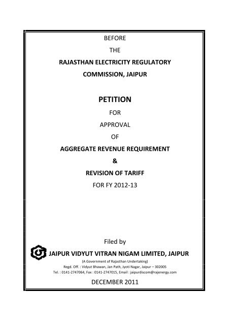 PETITION - Jaipur Vidyut Vitran Nigam Limited