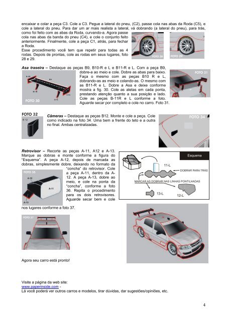 InstruÃ§Ãµes para montagem Astra Stock Car V8 - Paper Inside