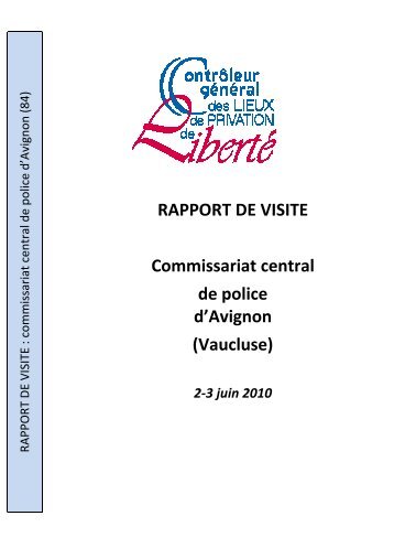 Rapport de visite du commissariat central de police d'Avignon ...