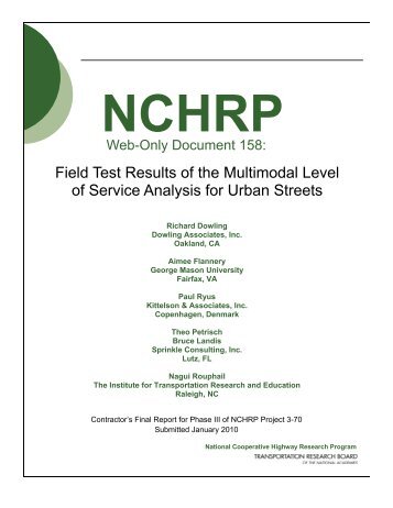 Multimodal Level of Service Analysis for Urban Streets - TOD