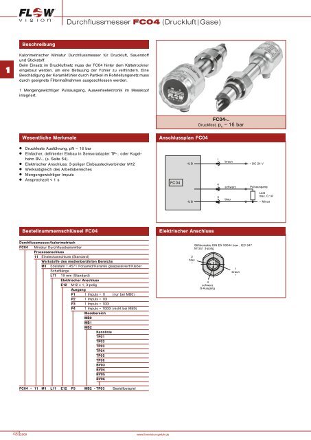 Durchflussmesser FC04 (Druckluft|Gase) FC04 - FlowVision GmbH