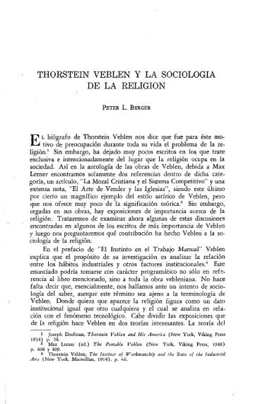 THORSTEIN VEBLEN y LA SOCIOLOGIA DE LA RELIGION